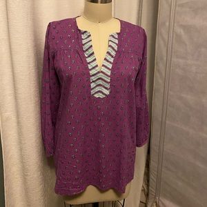 Pink Chicken Mixed Pattern 3/4 Sleeve Top XS